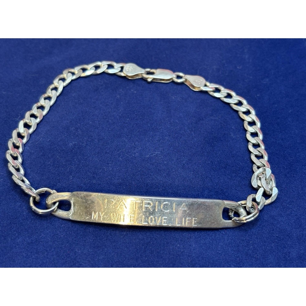 .925 Silver ID Bracelet Thick Made in Italy .80 oz